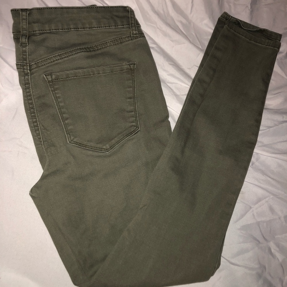 Olive green skinny jeans